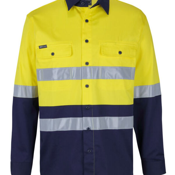 HI VIS (D+N) L/S STRETCH WORK SHIRT WITH TAPE JB's Thumbnail