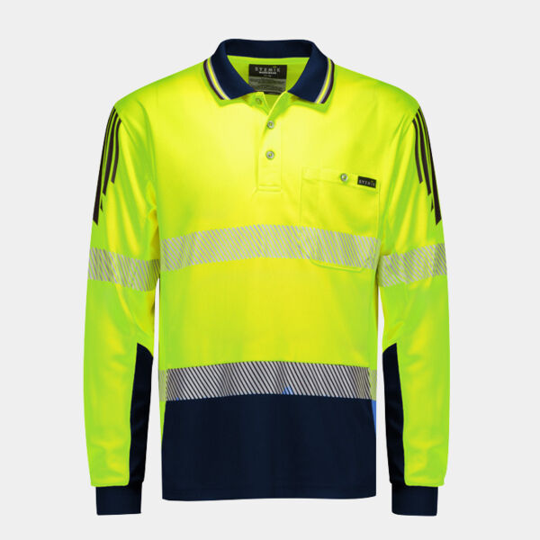 Mens Hi Vis Flux Segmented Tape Long Sleeve Polo Thumbnail