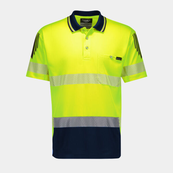 Mens Hi Vis Flux Segmented Tape Short Sleeve Polo Thumbnail